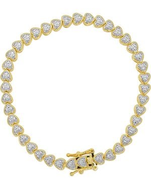Macy's Diamond Accent 0.005 Ct. T. W. Heart Link Bracelet - Metallic