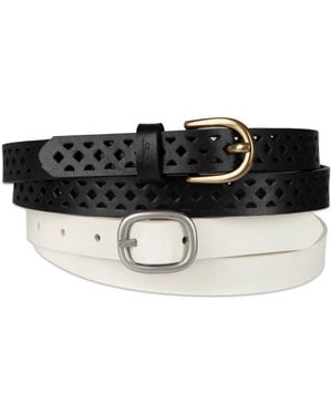 Levi's 2-pack Perforated And Reversible Skinny Casual Belt Set - Black