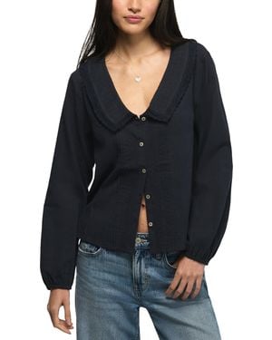 Lucky Brand Long-sleeve Peter Pan Collar Blouse - Black