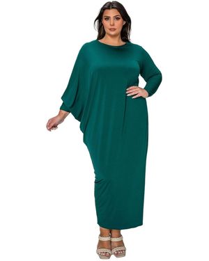 L I V D Plus Size Louella Asymmetrical Maxi Dress - Green