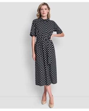 DKNY Collared Midi Shirt Dress - Blue