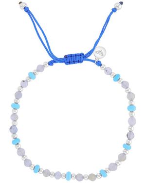 Roxy Silver-tone Turquoise And Labradorite Beaded Adjustable Bracelet - Blue