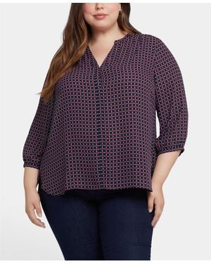 NYDJ Plus Size Pintuck V-neck Top - Purple