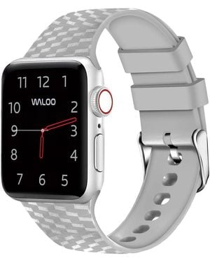 Waloo Carbon Fiber Silicone Replacement Band For Apple Watch - Black
