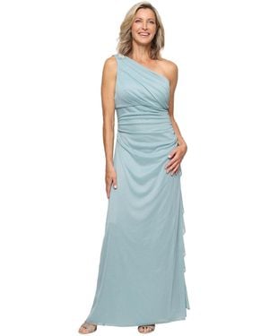 Alex Evenings Glitter One-shoulder Ball Gown - Blue