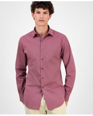 Alfani Slim-fit Spots Macro Diamond Print Dress Shirt - Purple