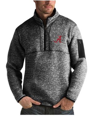 Antigua Black Alabama Crimson Tide Fortune Half-zip Sweatshirt - Gray