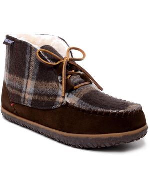 Minnetonka Torrey Lace-up Slipper Booties - Brown