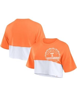 Fanatics Orange/white Tennessee Volunteers Oversized Badge Colorblock Cropped T-shirt