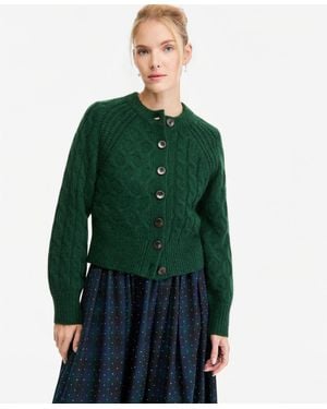 On 34th Cable-knit Crewneck Cardigan - Green