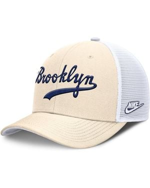 Nike Natural Brooklyn Dodgers Cooperstown Collection Dri-fit Rise Trucker Adjustable Hat