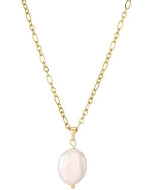 st. Moran Tarnish-resistant Gold Natural Freshwater Pearl Single Figaro Chain Melia Necklace - Metallic