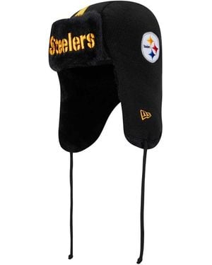 KTZ Pittsburgh Steelers Helmet Head Trapper Knit Hat - Black