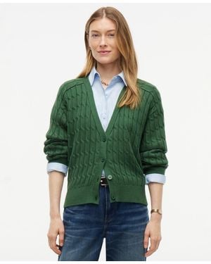 Tommy Hilfiger Oversized Cable-knit V-neck Cardigan - Green