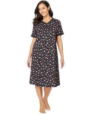 Dreams & Co. Plus Size Short Henley Sleepshirt - Blue