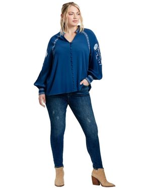 Avenue Plus Size Chloe Embroidered Blouse - Blue