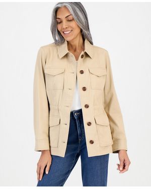 Style & Co. Tie Waist Utility Field Jacket - Natural