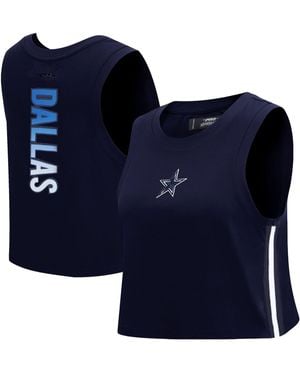 Pro Standard Dallas Cowboys Ombre Wordmark Classic Cropped Tank Top - Blue