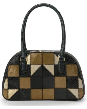 Brahmin Angie Croc-embossed Leather Satchel Bag - Black