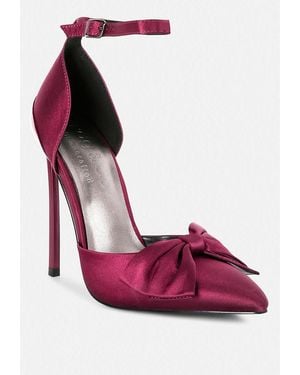 Rag & Co Dingles Bow Embellished Satin Stiletto Sandals - Pink