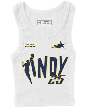 Playa Society And 2025 Wnba All-star Game Indy Cropped Ribbed Tank Top - White