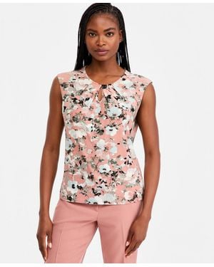 Kasper Pleated Keyhole-neck Top - Multicolor
