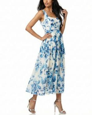 Taylor Sleeveless Square Neck Midi Dress - Blue