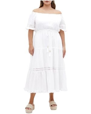 City Chic Angel Midi Dress - White