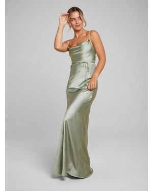 Six Stories Cami Cowl Front Satin Bridesmaid Dress - Metallic
