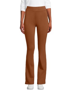 Lands' End Petite Starfish High Rise Pull On Flare Pocket Pants - Brown