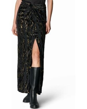 Donna Karan Front-knot Burnout Draped Maxi Skirt - Black