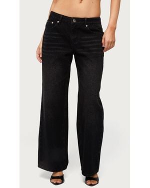 Edikted Raelynn Washed Low Rise Jeans - Black