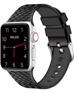 Waloo Carbon Fiber Silicone Replacement Band For Apple Watch - Black