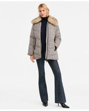 DKNY Faux-fur-collar Puffer Coat - Gray