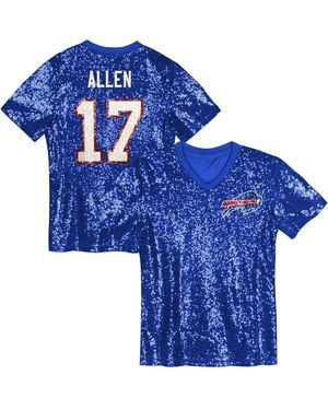 Outerstuff Big Girls Josh Allen Buffalo Bills Sequin V-neck Fashion Jersey - Blue