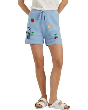Chinti & Parker Chinti And Parker Cotton Snoopy Crochet Shorts - Blue