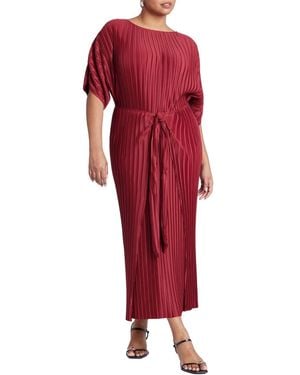 Eloquii Plus Size Draped Plisse Dress - Red