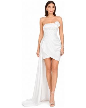 Lara Beaded Faux-wrap Bridal Gown - White