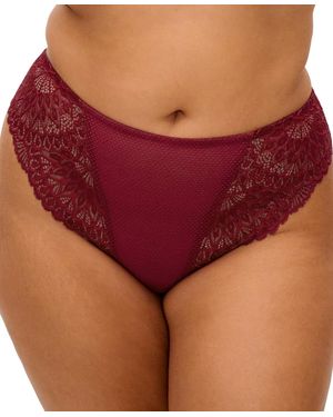 Elomi Plus Size Lace High-waist Tiernie Thong - Red
