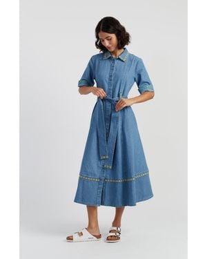 Chinti & Parker Chinti And Parker Chambray Buttercup Shirt Dress - Blue