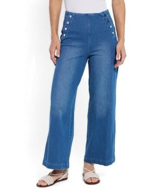 Lyssé Mallory High-waist Wide-leg Sailor-inspired Denim Jeans - Blue