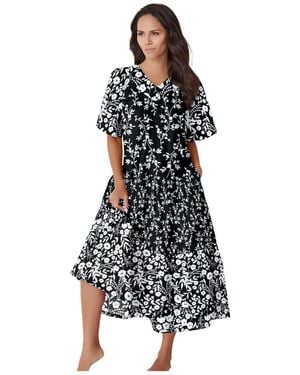 Only Neccessities Plus Size Tiered Print Lounger - Black