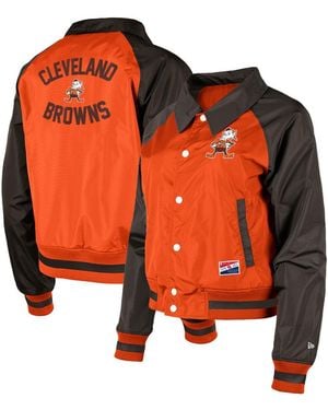 KTZ Cleveland Browns Coaches Raglan Full-snap Jacket - Orange