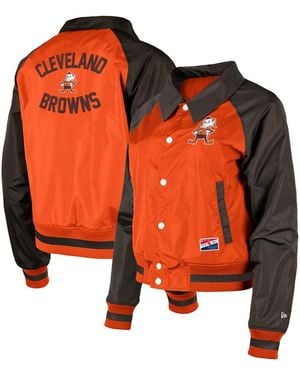 KTZ Cleveland Browns Coaches Raglan Full-snap Jacket - Orange