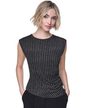 DKNY Asymmetrical Sleeveless Knit Top - Black
