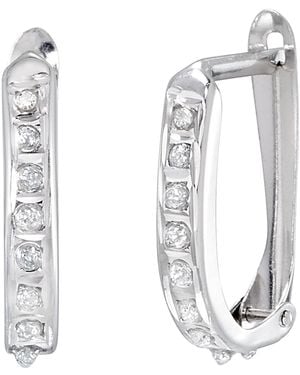 Macy's Diamond Accent huggie Earrings (0.01 Ct. T.w. - White