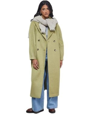 Warehouse Oversized Pleat Back Detail Maxi Coat - Green
