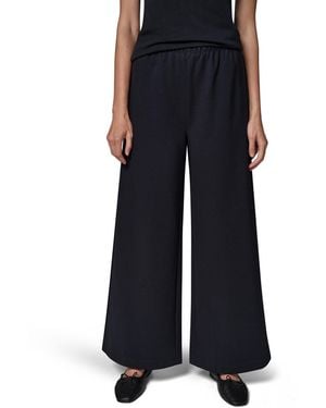 Donna Karan Weekend Double-knit Mid Rise Wide Leg Pull-on Pants - Black