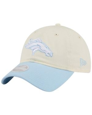 KTZ Cream/coastal Blue Denver Broncos 9twenty Adjustable Hat - White