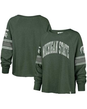 '47 Distressed Michigan State Spartans Allie Modest Raglan Long Sleeve Cropped T-shirt - Green